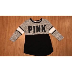 PINK grey black and white 3/4 sleeve top
